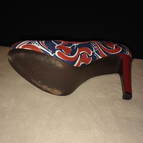 Tory Burch Red, White, and Blue Platform Heels Women's 9.5 - Picture 8 of 10